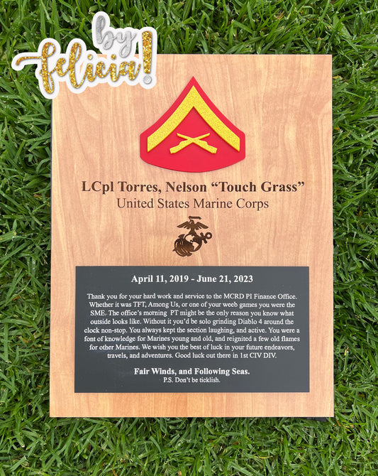 Marine Corps plaque, Marine Corps retirement gift, Marine Corps retired, Marine Corps gifts, USMC Retirement gift, USMC License #286-23