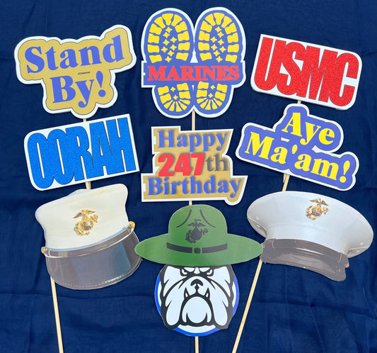Marine Corps Party Photo Booth Props: USMC Graduation, Ball, Birthday, 250th Marine Corp, USMC License #286-23