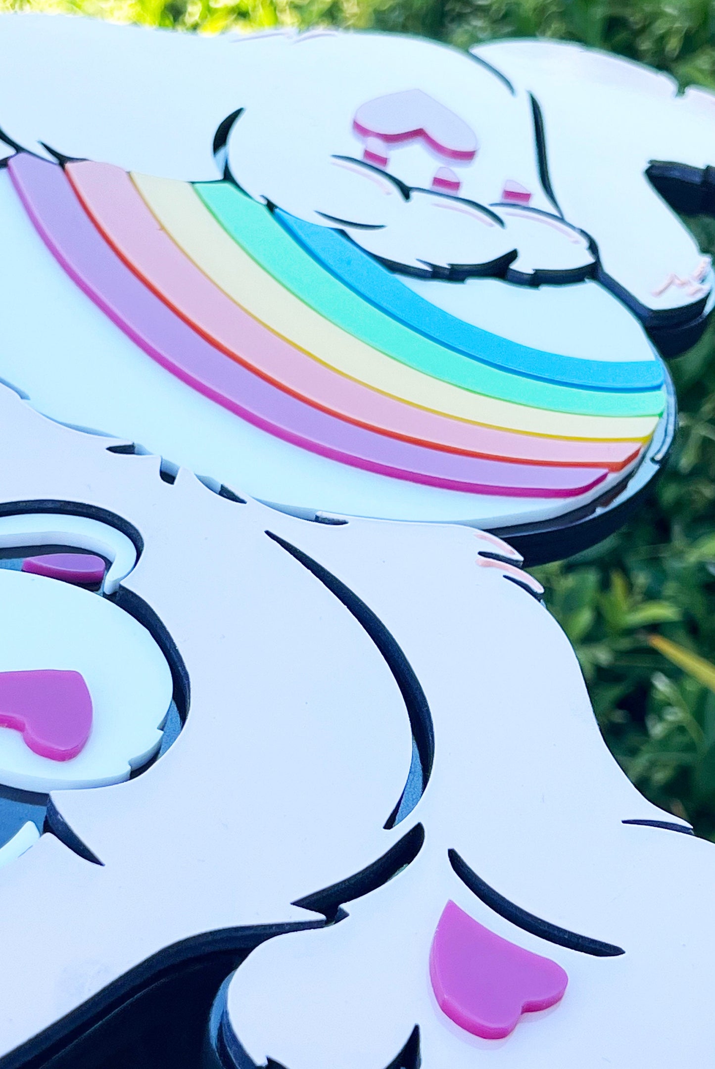 Custom Care Bear Cheer Bear Plaque: Handmade Birch & Acrylic