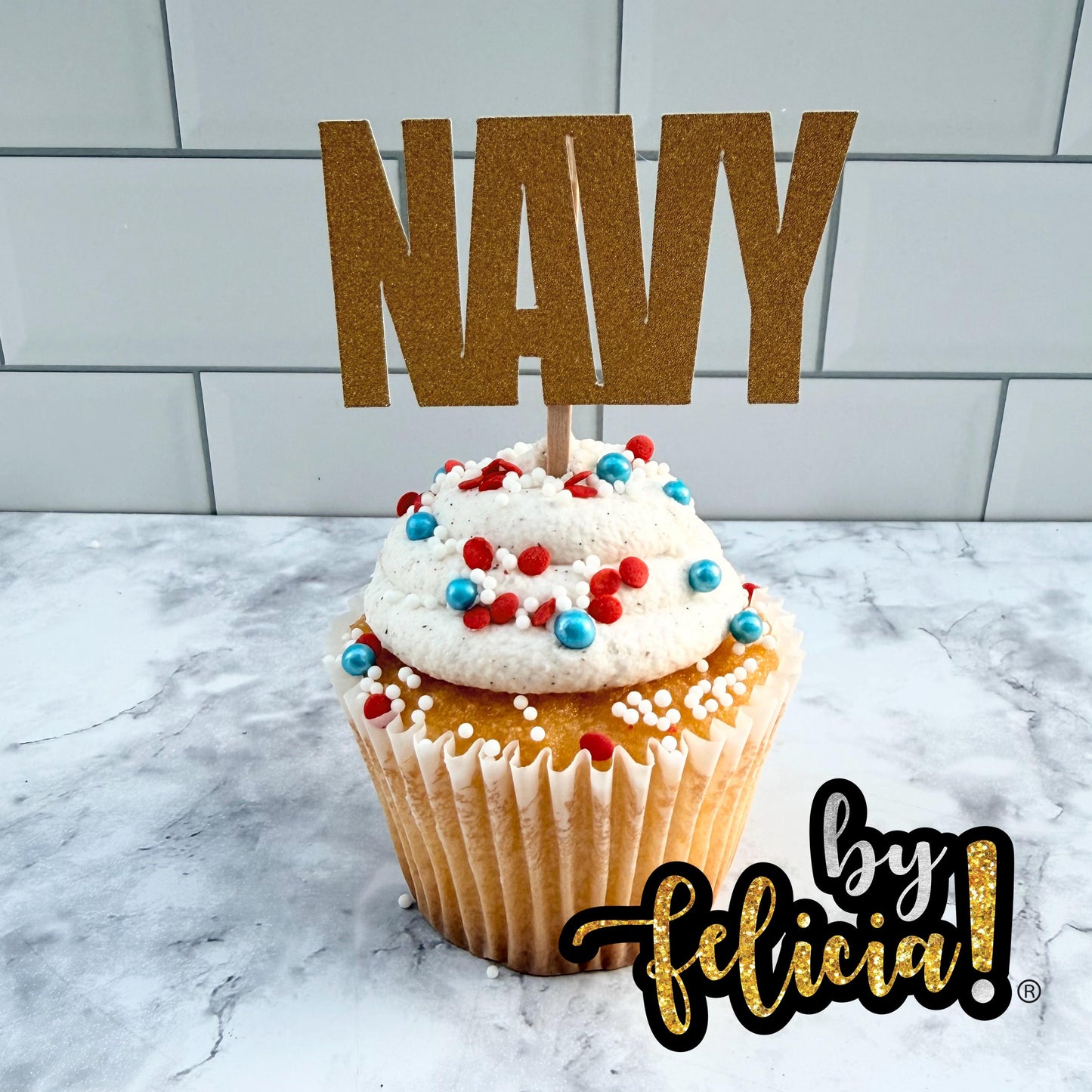 Navy Cupcake Toppers: USN Party Decorations