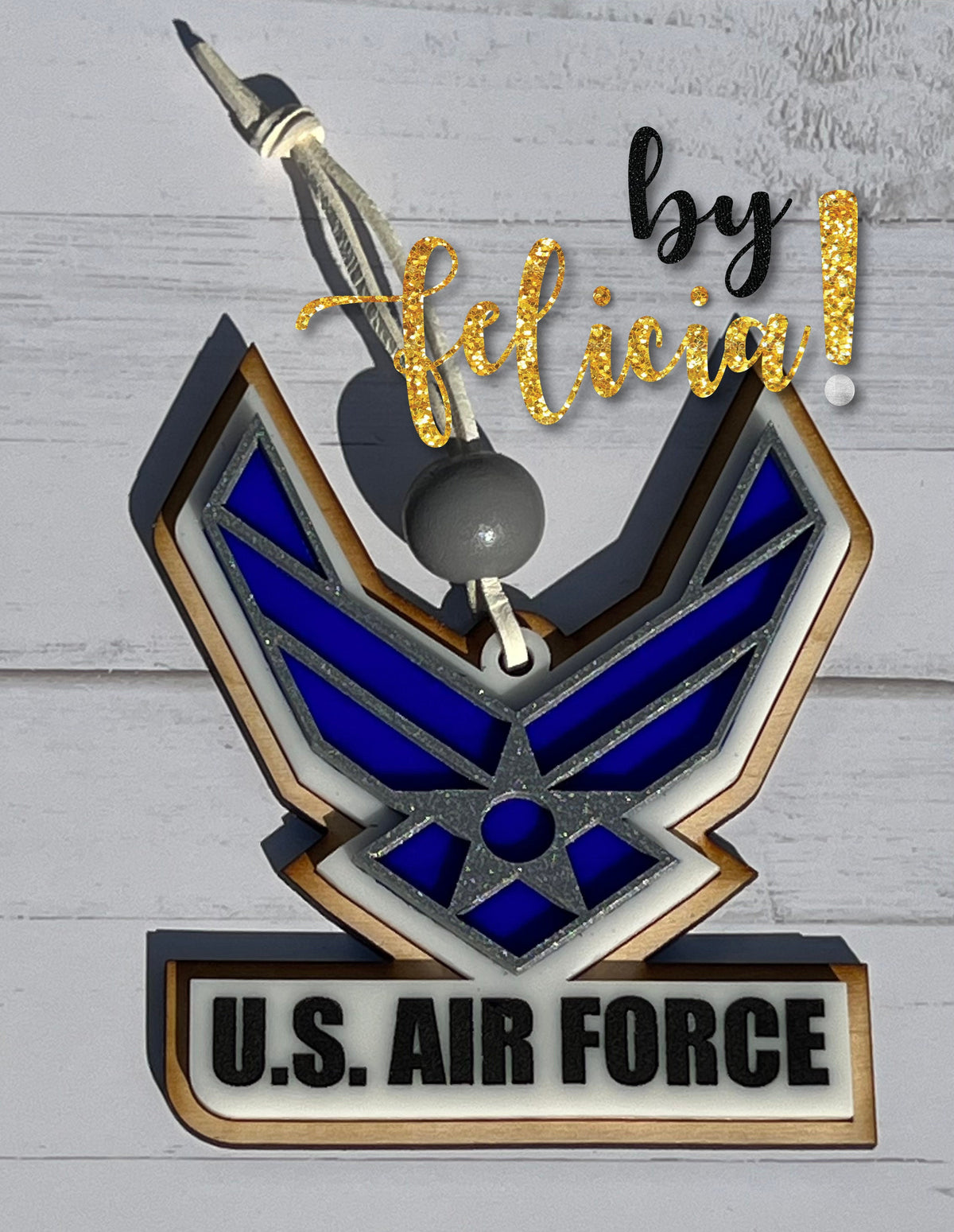 Military Christmas Ornament: Laser Cut Wood & Acrylic - USMC, Navy, Army, Air Force, Coast Guard