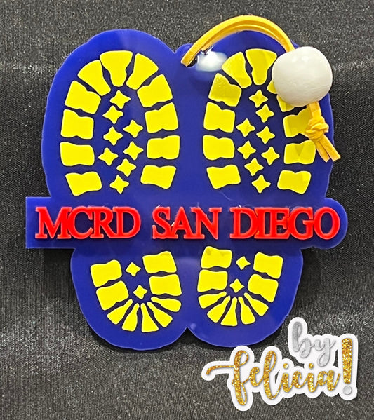 Marine Corps Ornament: Yellow Footprints, MCRD San Diego or Parris Island, USMC License #286-23