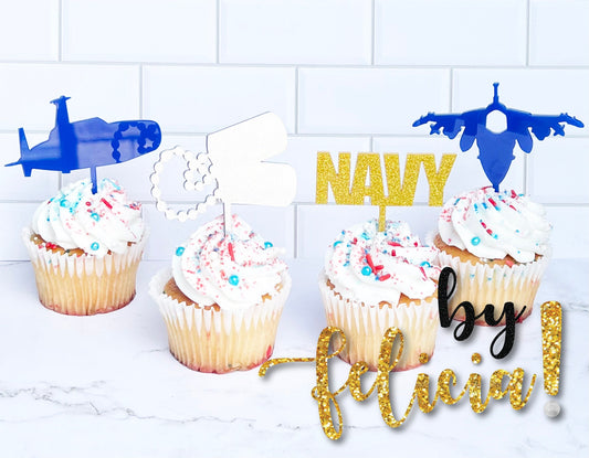 Navy Cupcake Topper | Navy Party Decoration | USN Cupcake Toppers | Navy Party Supplies | Navy going away party | Navy graduation