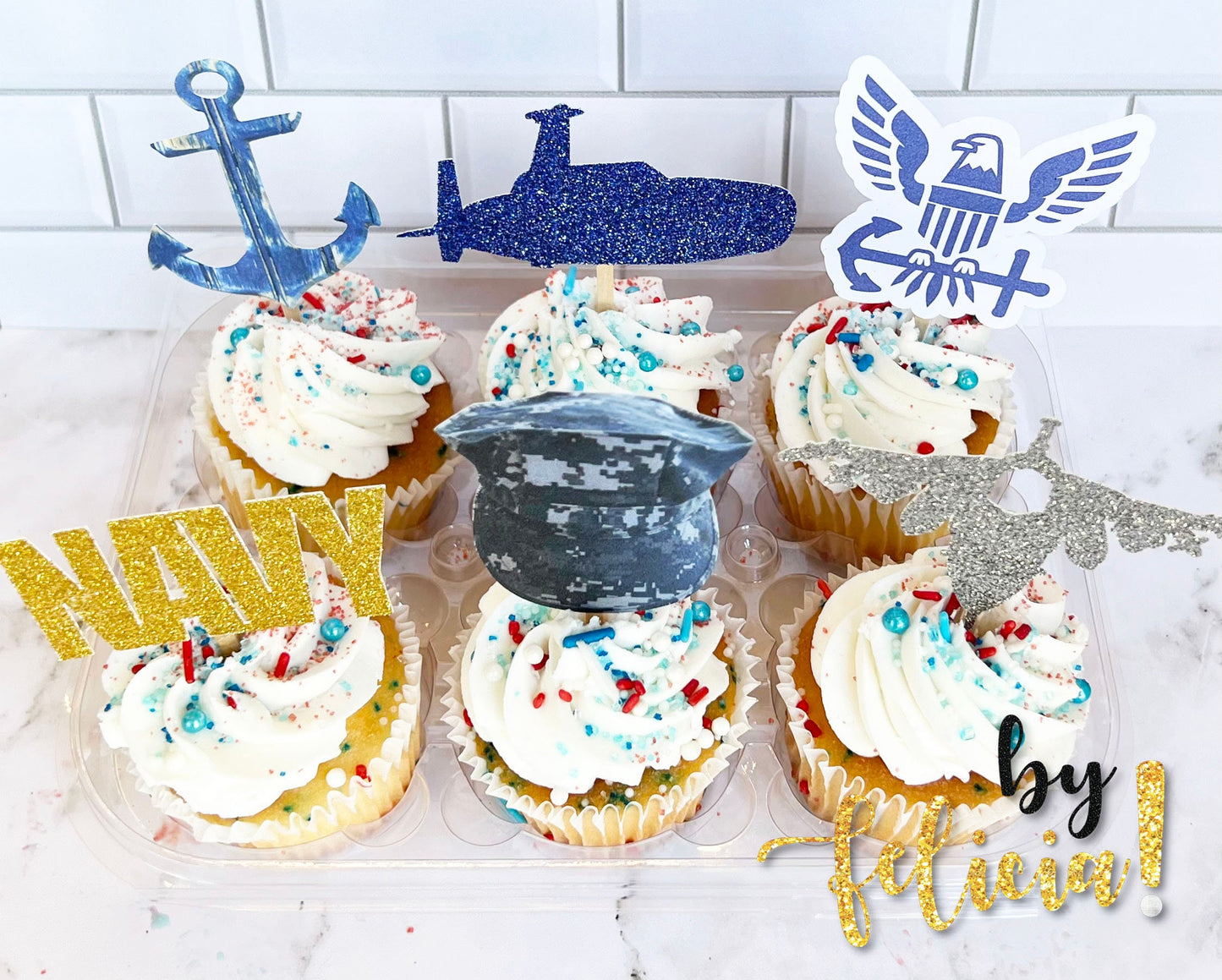 Navy Cupcake Topper | Navy Party Decoration | USN Cupcake Toppers | Navy Party Supplies | USN Party Supplies