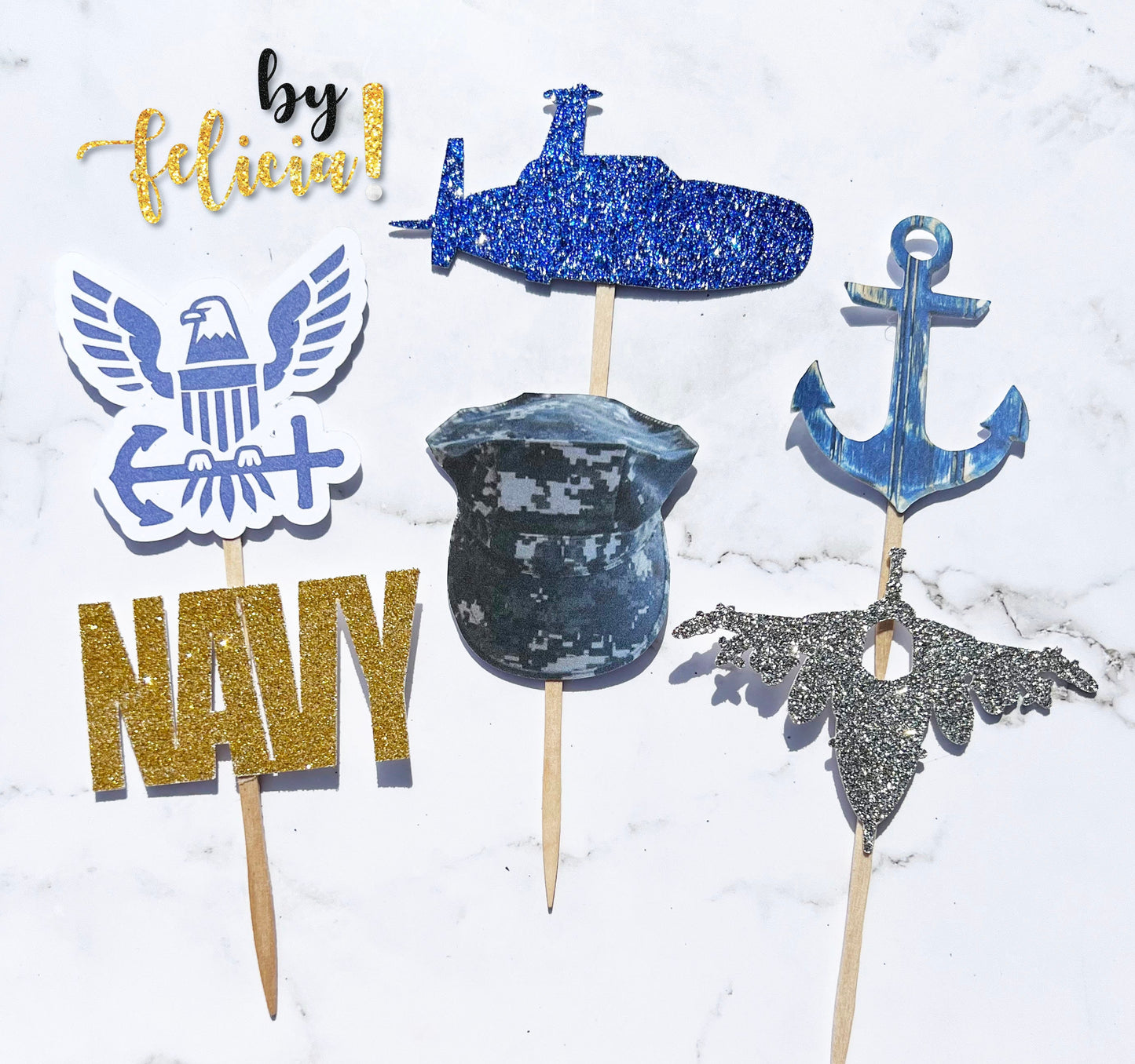 Navy Cupcake Topper | Navy Party Decoration | USN Cupcake Toppers | Navy Party Supplies | USN Party Supplies