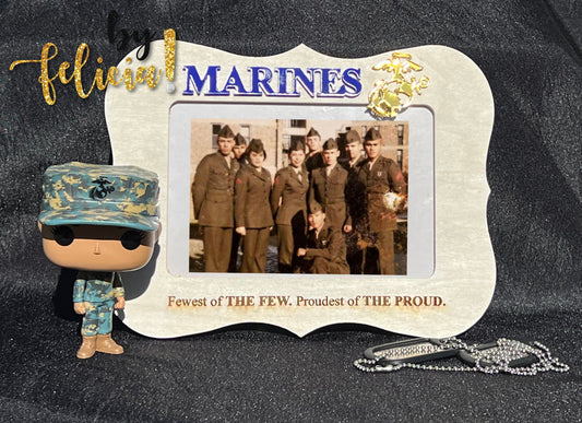 Marines Photo Frame, Marines Photo Album, Marines Corps Gifts, Marine Retirement gift, USMC Gifts, Woman Veteran, Hobbyist License #21175